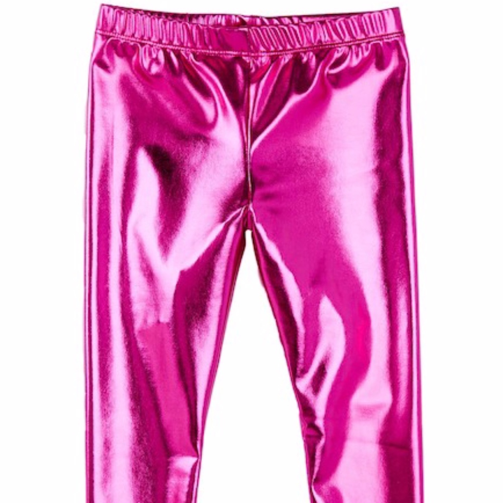 🦊 Hot Pink Lame Shiny Foil Leggings